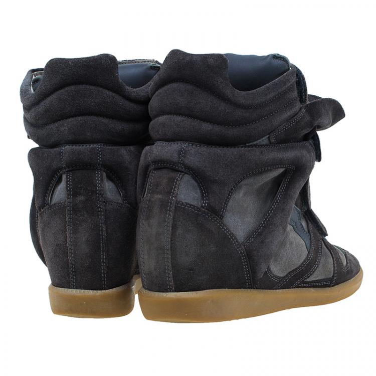Pre Owned Isabel Marant Brown Suede Bekket Wedge Sneakers Size 39