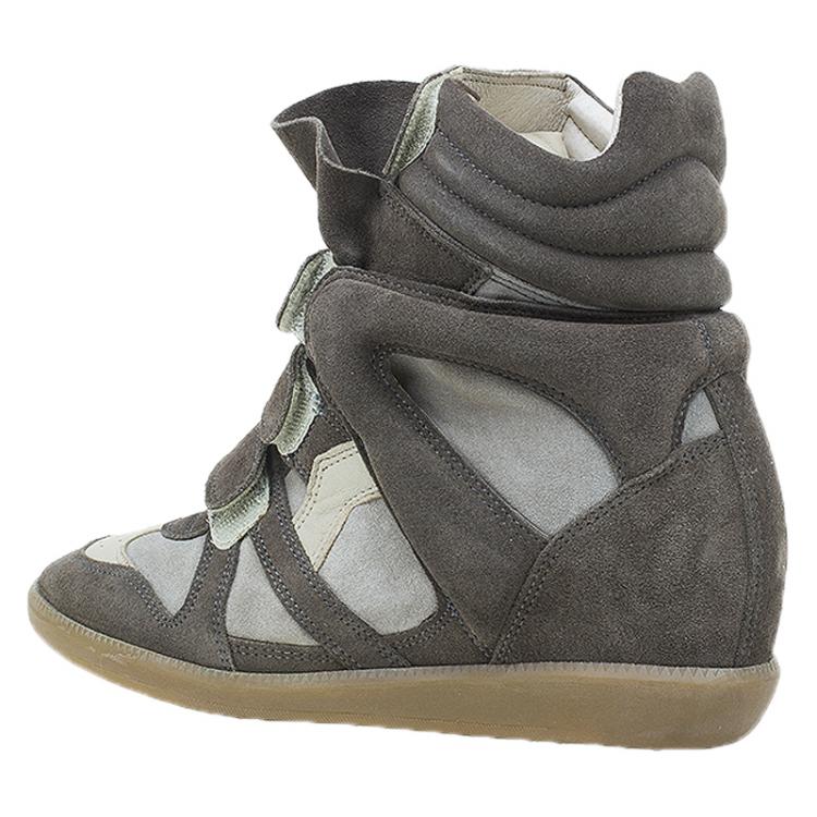 Pre Owned Isabel Marant Beige Bekett Wedge Sneakers Size 39