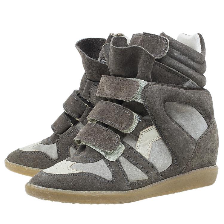 Pre Owned Isabel Marant Beige Bekett Wedge Sneakers Size 39