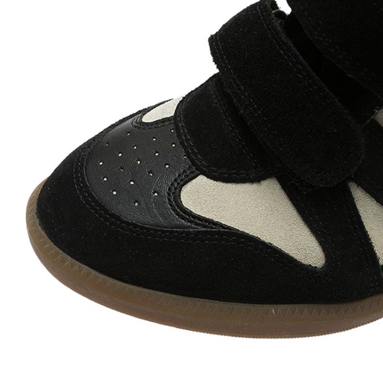 مملوكة مسبقًا Isabel Marant Black and White Suede and Leather Bekett Wedge Sneakers Size 38