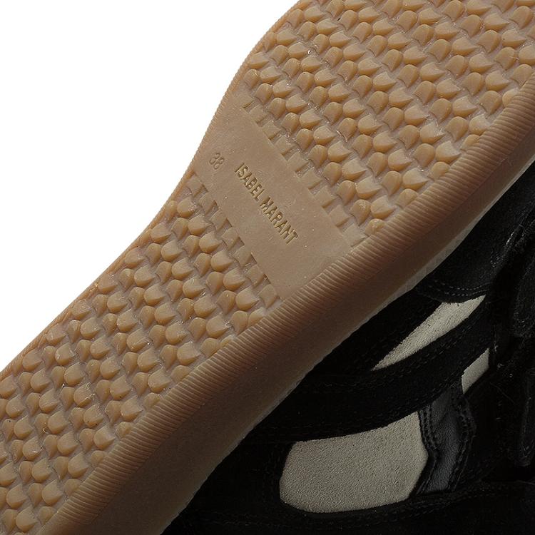 مملوكة مسبقًا Isabel Marant Black and White Suede and Leather Bekett Wedge Sneakers Size 38