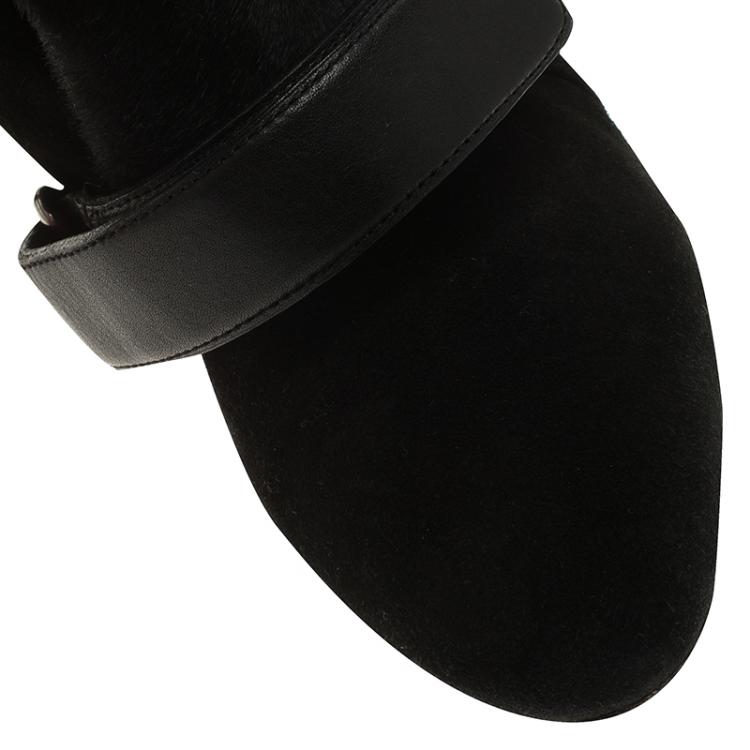 Pre Owned Isabel Marant Black Suede and Leather Scarlet Wedge Boots Size 39