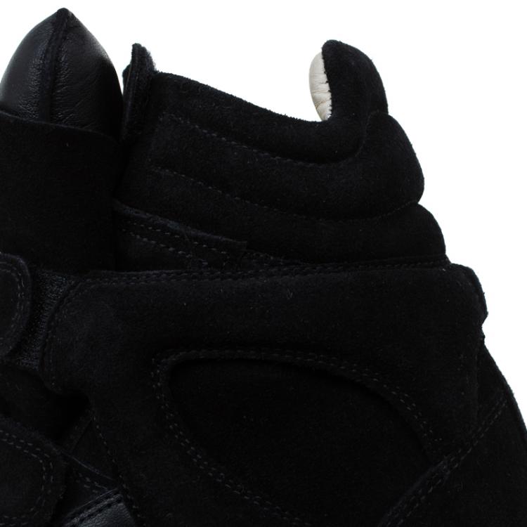 Pre Owned Isabel Marant Black Suede and Leather Bekett Wedge Sneakers Size 36