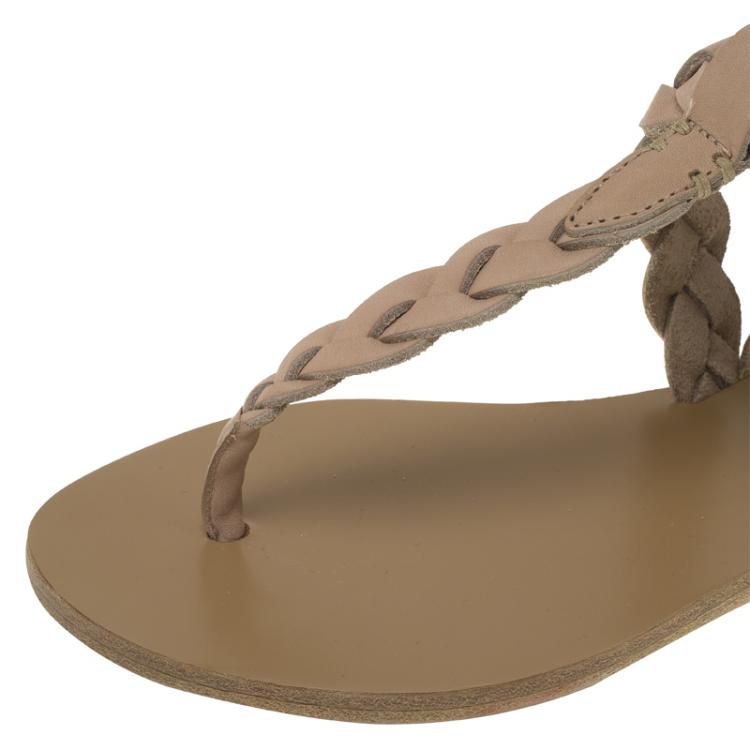 Pre Owned Isabel Marant Beige Braided Leather Brina Thong Sandals Size 37