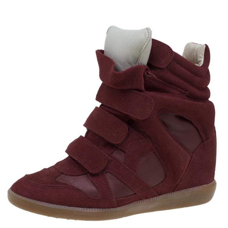 butiksindehaveren Direkte Annoncør Isabel Marant Red Suede and Leather Bekett Wedge Sneakers Size 37 Isabel  Marant | TLC