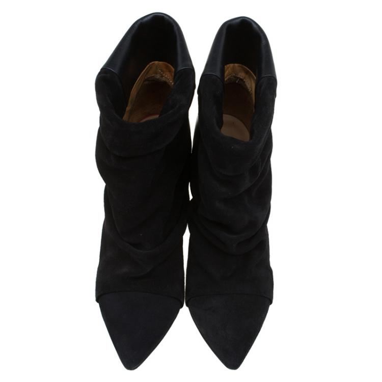 Pre Owned Isabel Marant Black Suede and Leather Andrew Ankle Boots Size 37