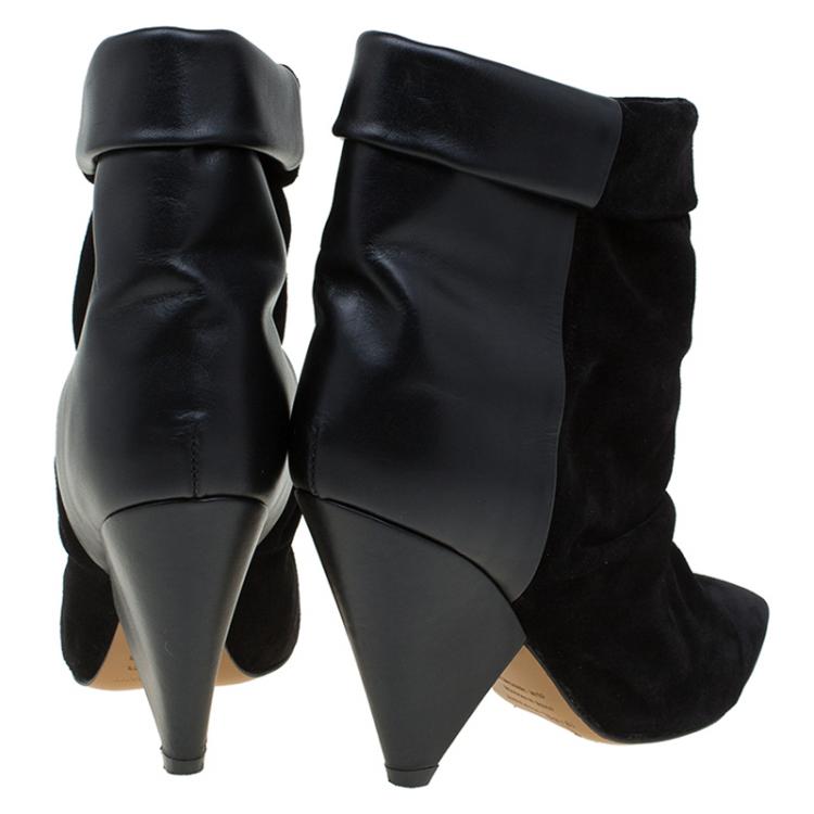 Pre Owned Isabel Marant Black Suede and Leather Andrew Ankle Boots Size 37