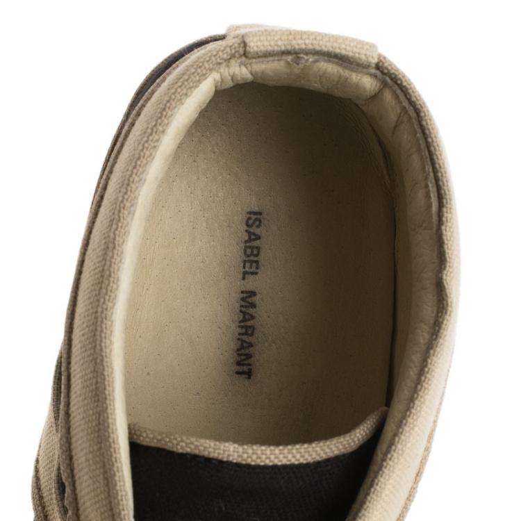 Pre Owned Isabel Marant Two Tone Canvas Lace Up Wedge Sneakers Size 37