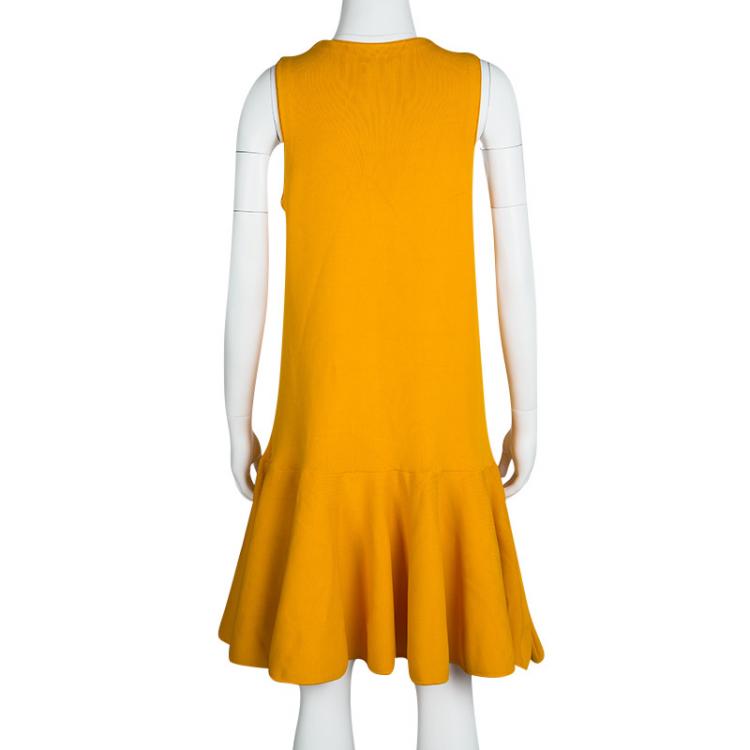 Pre Owned Issa Mango Yellow Knit Viola Fit and Flare Sleeveless Dress M