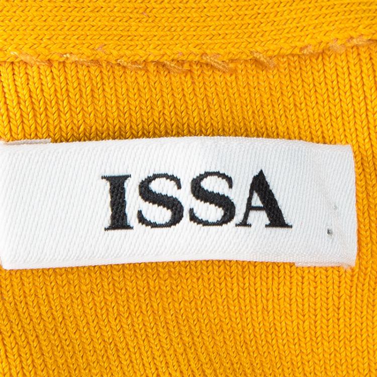 Pre Owned Issa Mango Yellow Knit Viola Fit and Flare Sleeveless Dress M