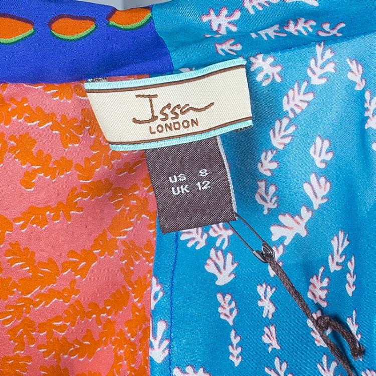 Pre Owned Issa Printed Silk Chiffon Kimono Maxi Dress M