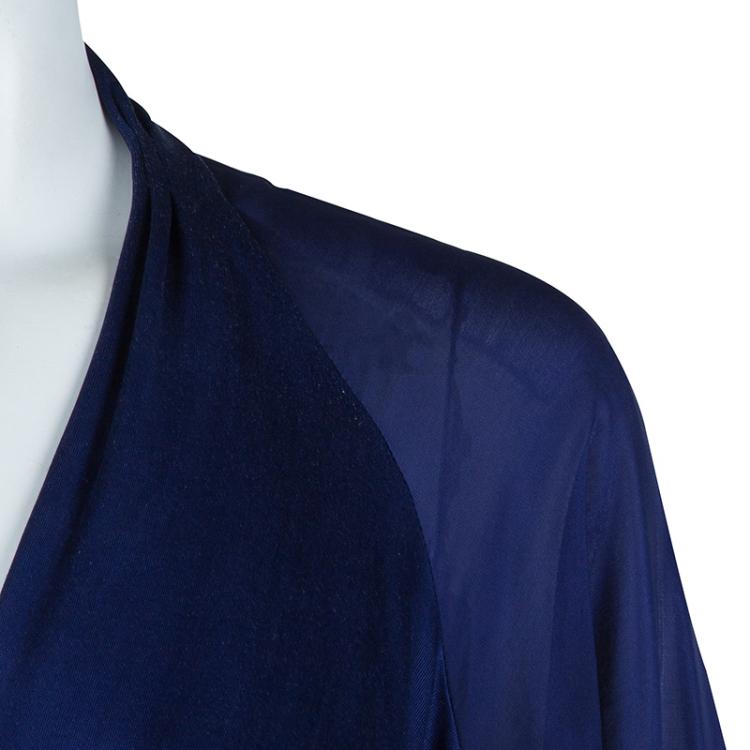 Pre Owned Issa Royal Blue Silk Long Sleeve Dress L