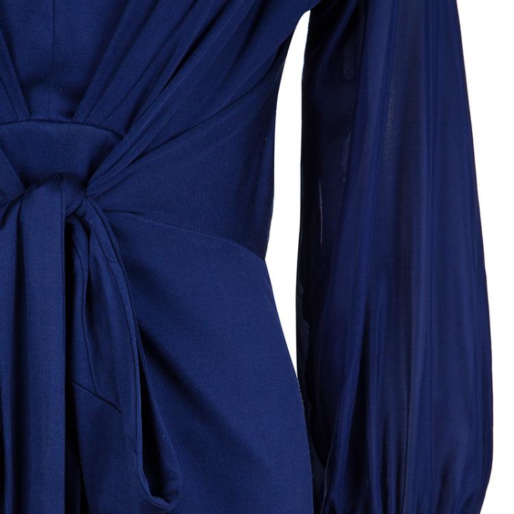 Pre Owned Issa Royal Blue Silk Long Sleeve Dress L