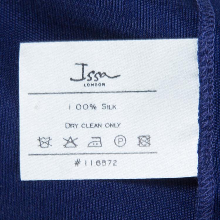 Pre Owned Issa Royal Blue Silk Long Sleeve Dress L