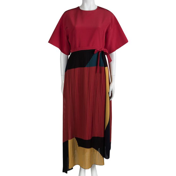 Pre Owned Issa Muticolor Colorblock Wrap Gabriella Maxi Dress M