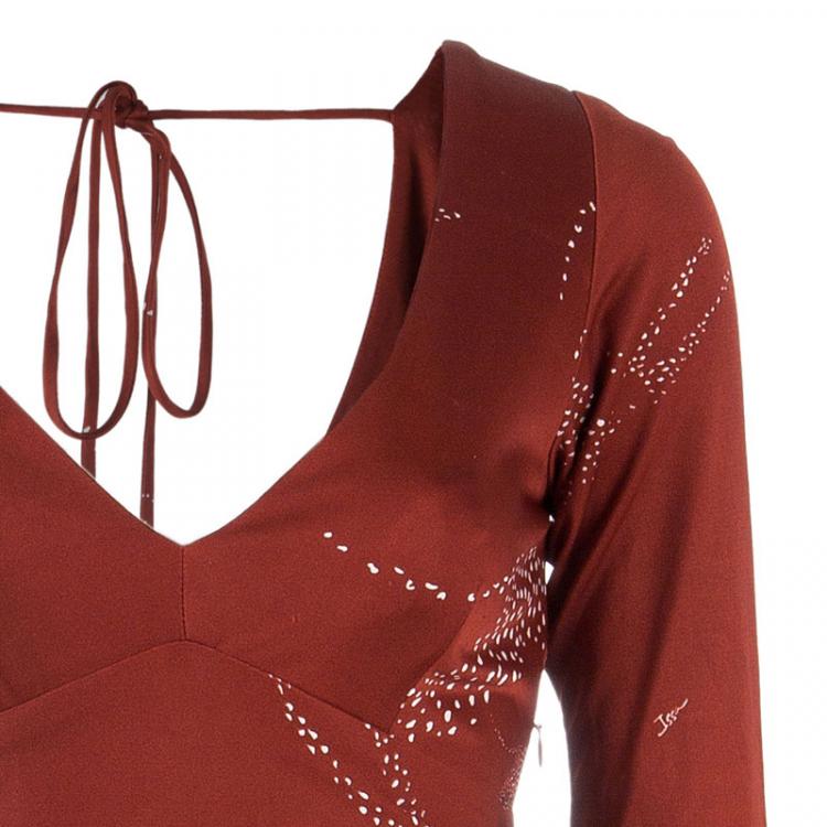 Pre Owned Issa London Red Silk Printed Dress S