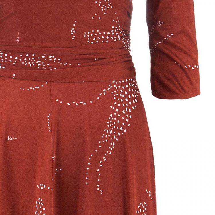 Pre Owned Issa London Red Silk Printed Dress S