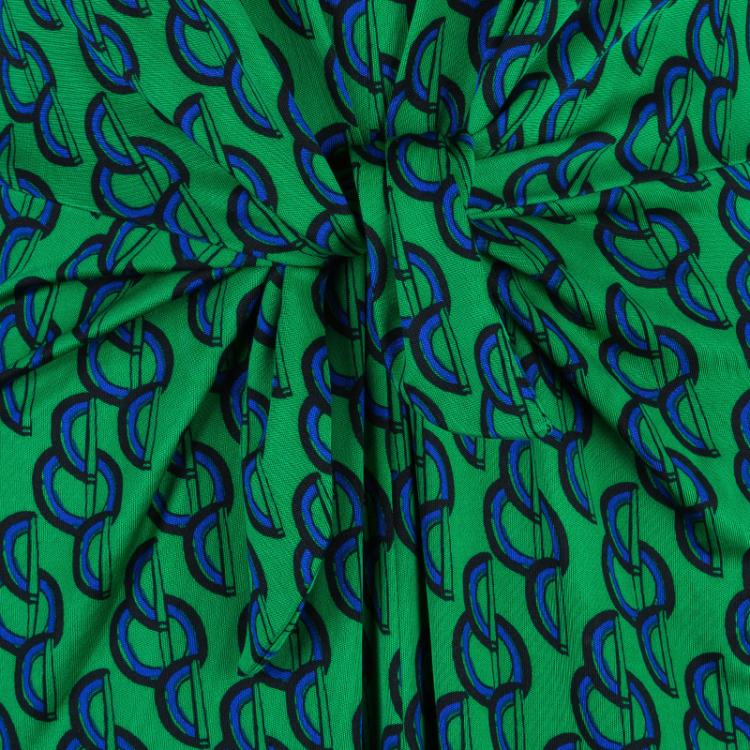 Pre Owned Issa Green Circle Print Silk Dress S