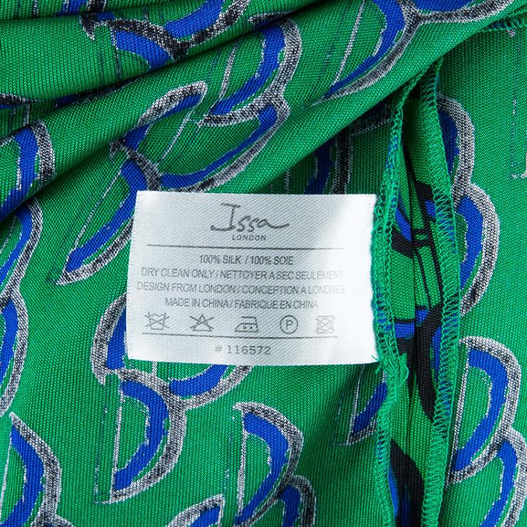 Pre Owned Issa Green Circle Print Silk Dress S