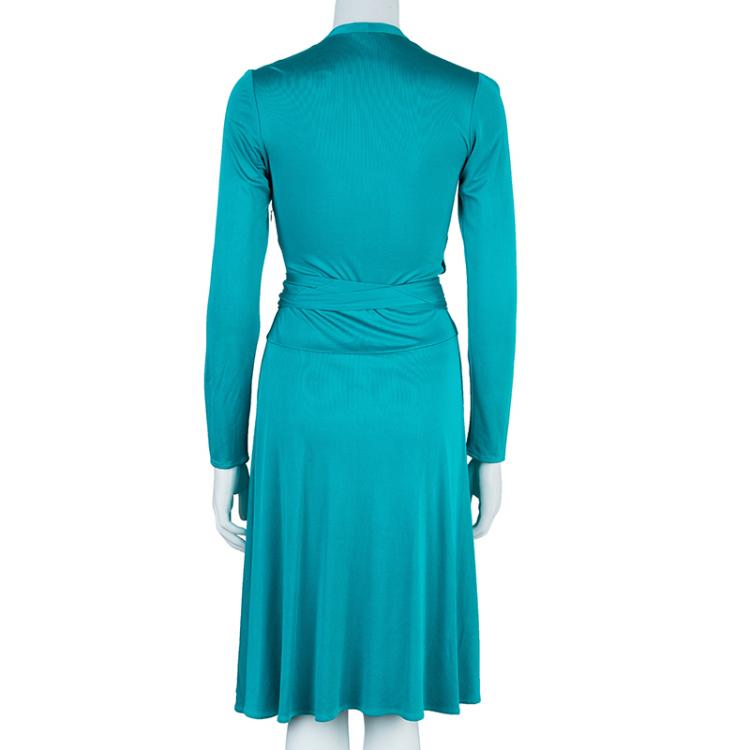 Pre Owned Issa Sea Blue Front Knot Detail Dress M