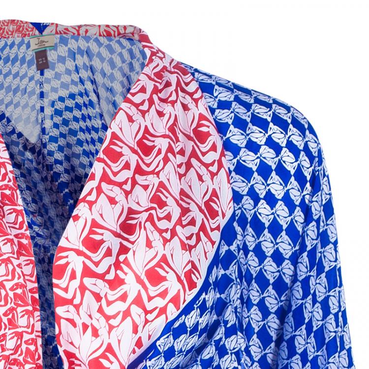 Pre Owned Issa London Printed Silk Kimono Mini Dress L