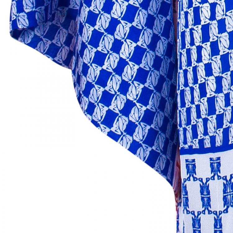 Pre Owned Issa London Printed Silk Kimono Mini Dress L