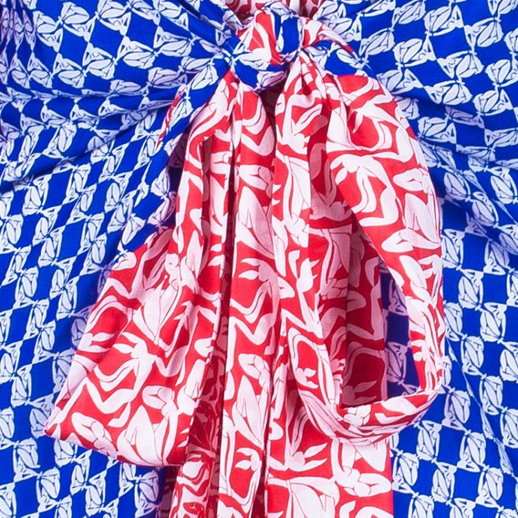 Pre Owned Issa London Printed Silk Kimono Mini Dress L