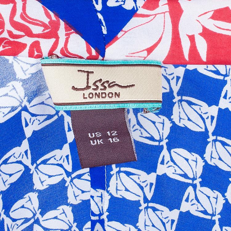 Pre Owned Issa London Printed Silk Kimono Mini Dress L