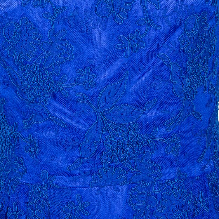Pre Owned Issa London Blue Lace Dress S