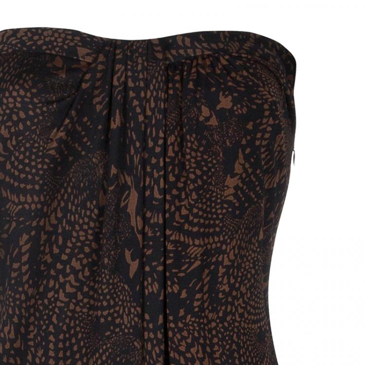Pre Owned Issa London Brown Long Printed Maxi Dress S
