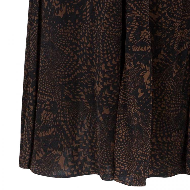 Pre Owned Issa London Brown Long Printed Maxi Dress S