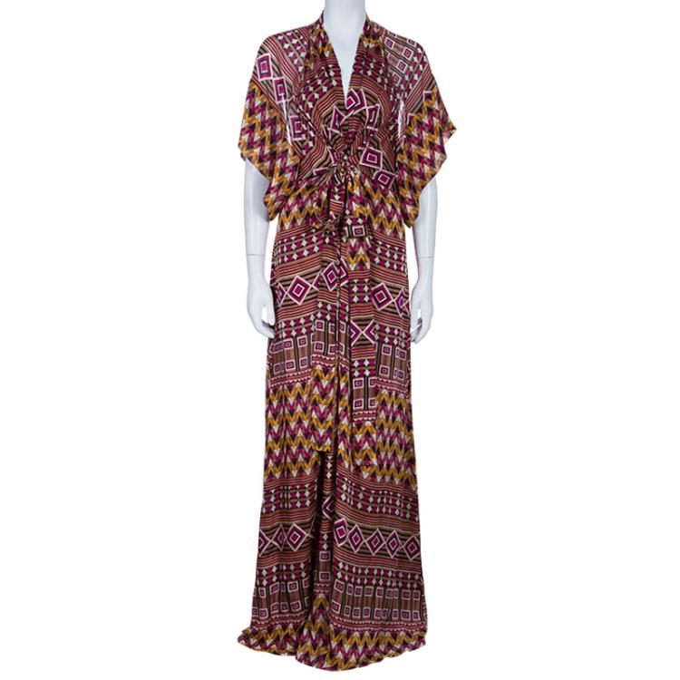 Pre Owned Issa Multicolor Geometric Printed Kaftan M