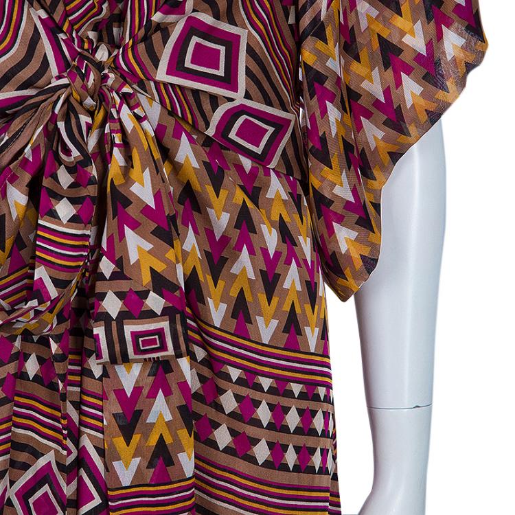Pre Owned Issa Multicolor Geometric Printed Kaftan M