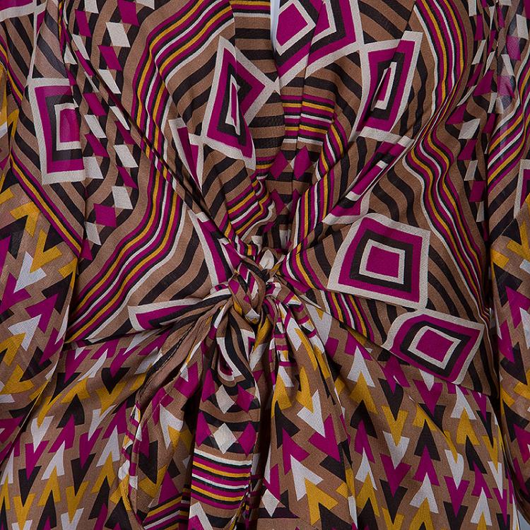 Pre Owned Issa Multicolor Geometric Printed Kaftan M