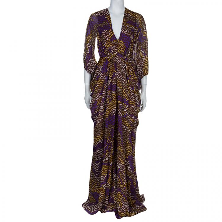 Pre Owned Issa Brown Dotted Maxi Dress M