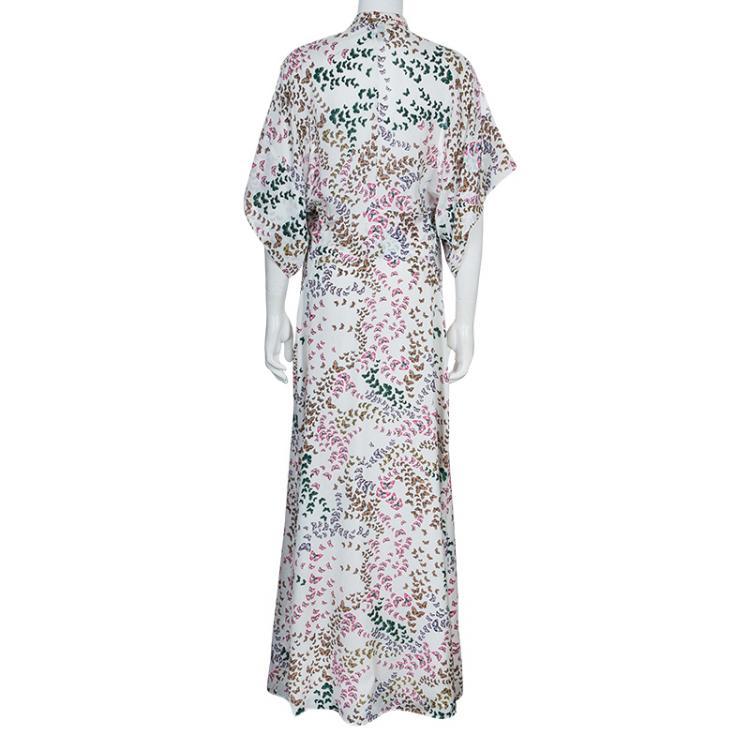 Pre Owned Issa White Printed Kaftan L