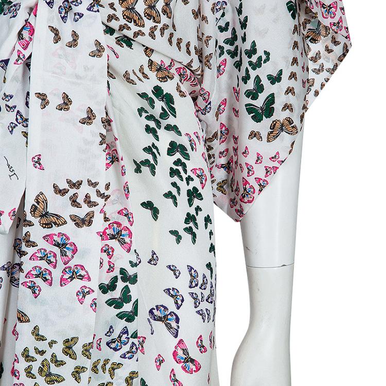 Pre Owned Issa White Printed Kaftan L
