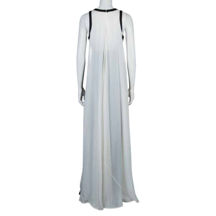 Pre Owned Issa London Monochrome Belted Sleevless Maxi Dress M