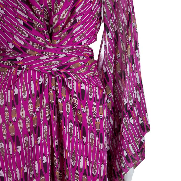 Pre Owned Issa London Pink Printed Long Sleeve Maxi Dress L