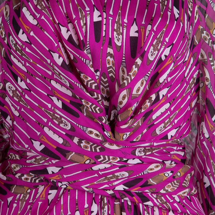 Pre Owned Issa London Pink Printed Long Sleeve Maxi Dress L