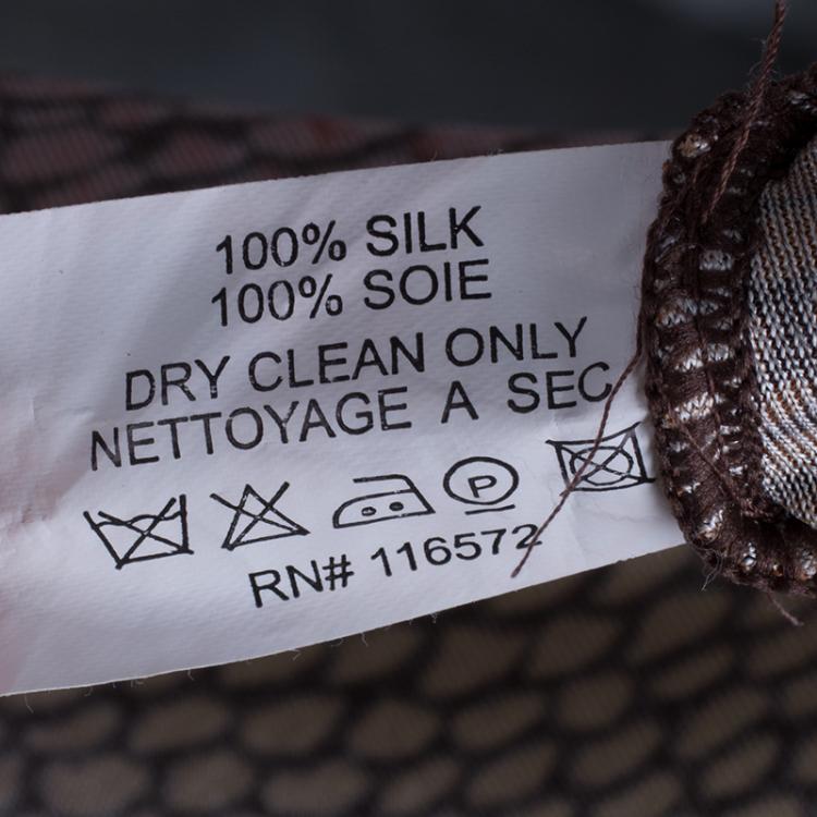 Pre Owned Issa Brown Geometric Long Sleeve Silk Jersey Dress M