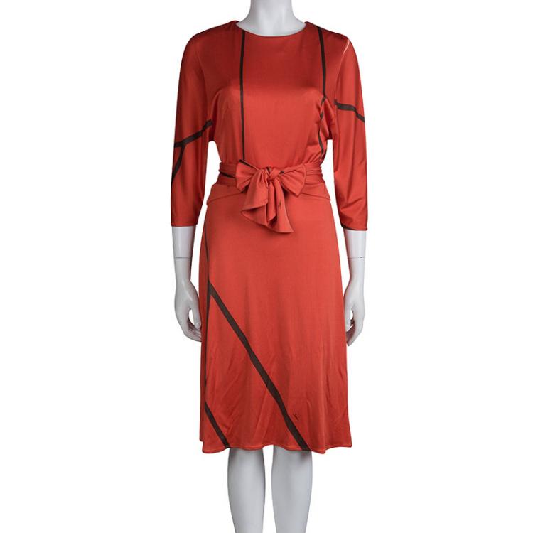 مملوكة مسبقًا Issa London Red Abstract Printed Silk Jersey Open Back Dress M 