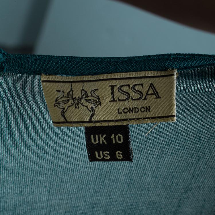 مملوكة مسبقًا Issa Teal Animal Print Silk Jersey Dress M