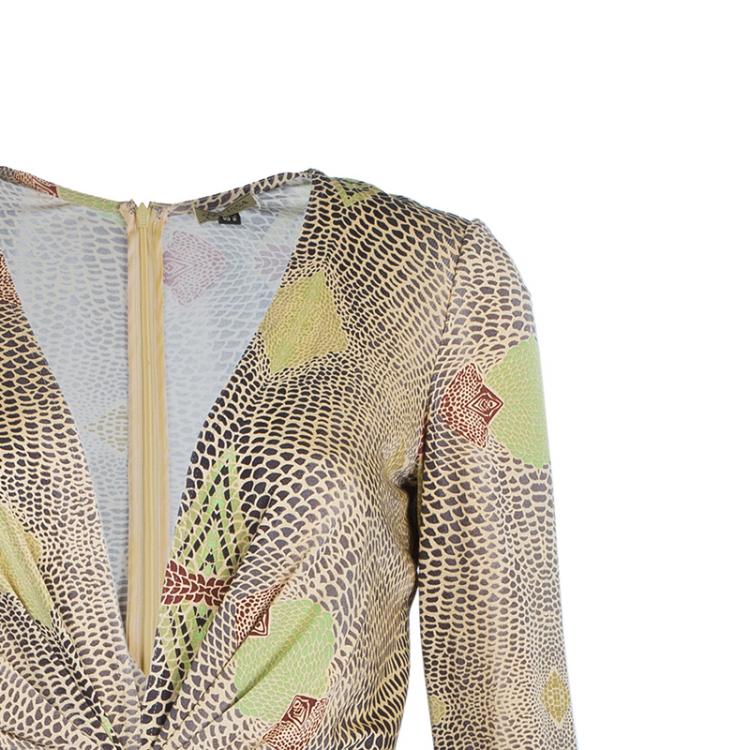 Pre Owned Issa Beige Geometric Silk Jersey Dress M