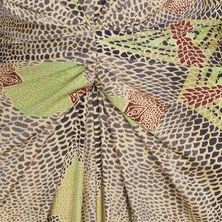 Pre Owned Issa Beige Geometric Silk Jersey Dress M