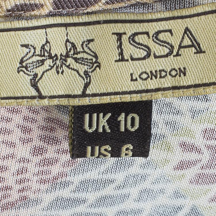 Pre Owned Issa Beige Geometric Silk Jersey Dress M