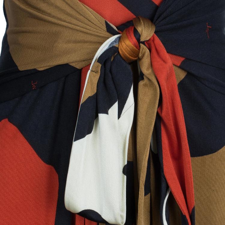 Pre Owned Issa Multicolor Abstract Silk Jersey Maxi Dress M