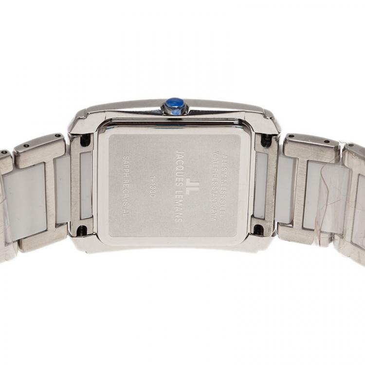 Pre Owned Jacques Lemans White Ceramic and Stainless Steel 1-1330 Women's Wristwatch 30MM