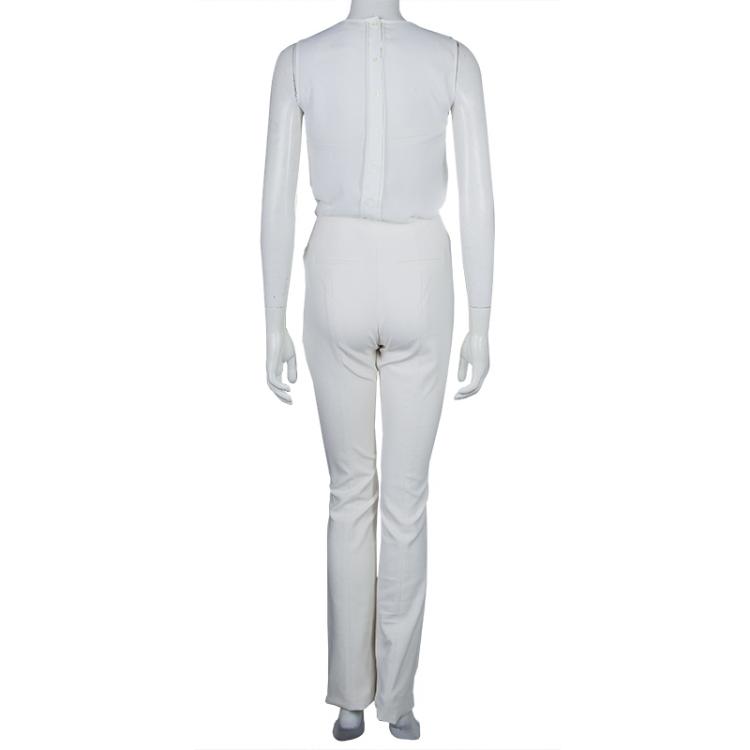 Pre Owned Jason Wu White Cotton Straight Fit Trousers S