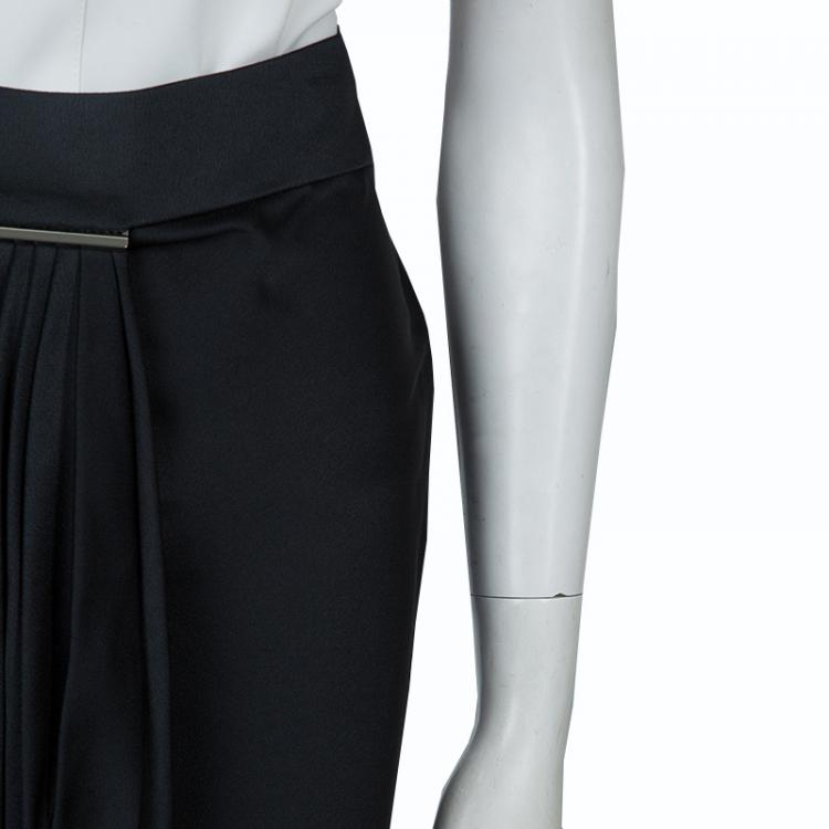 Pre Owned Jason Wu Black Pleated Front Midi Skirt M